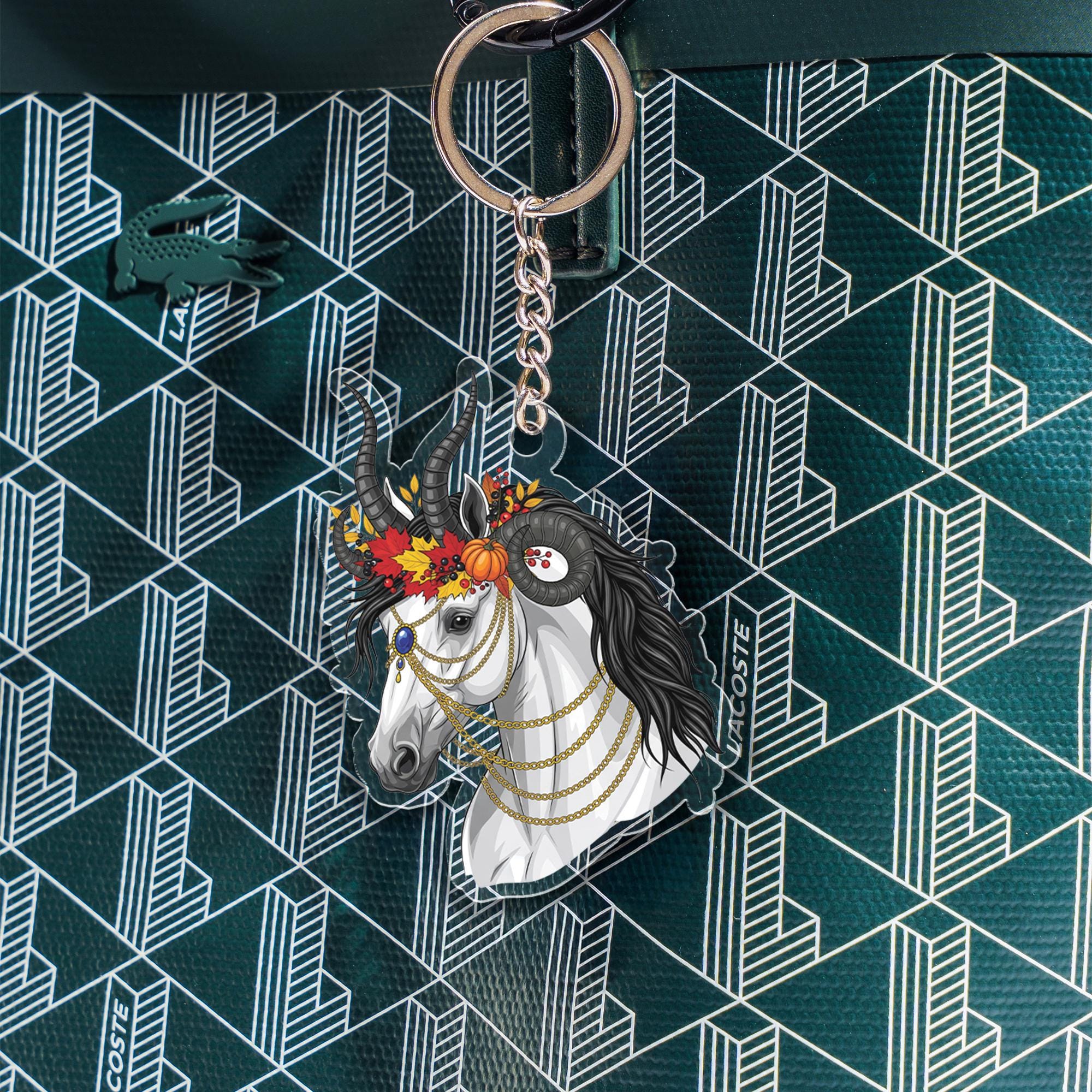 Gothic Unicorn Keychain: Acrylic Fantasy Horse Charm