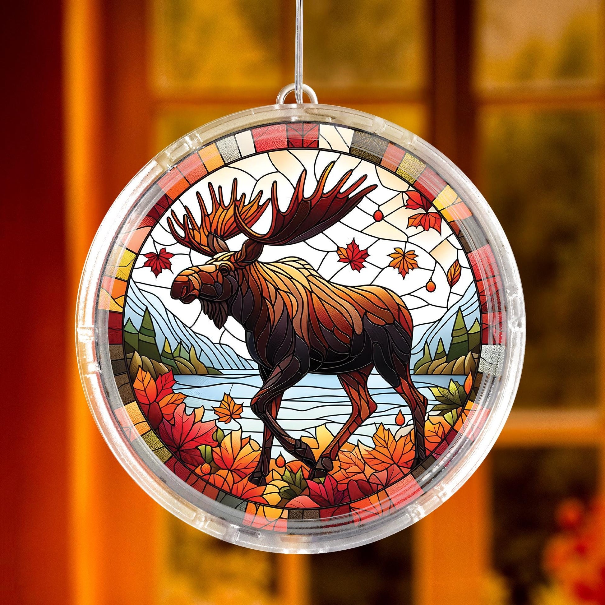 Autumn Moose LED Hanging Light: Rustic Cabin Decor