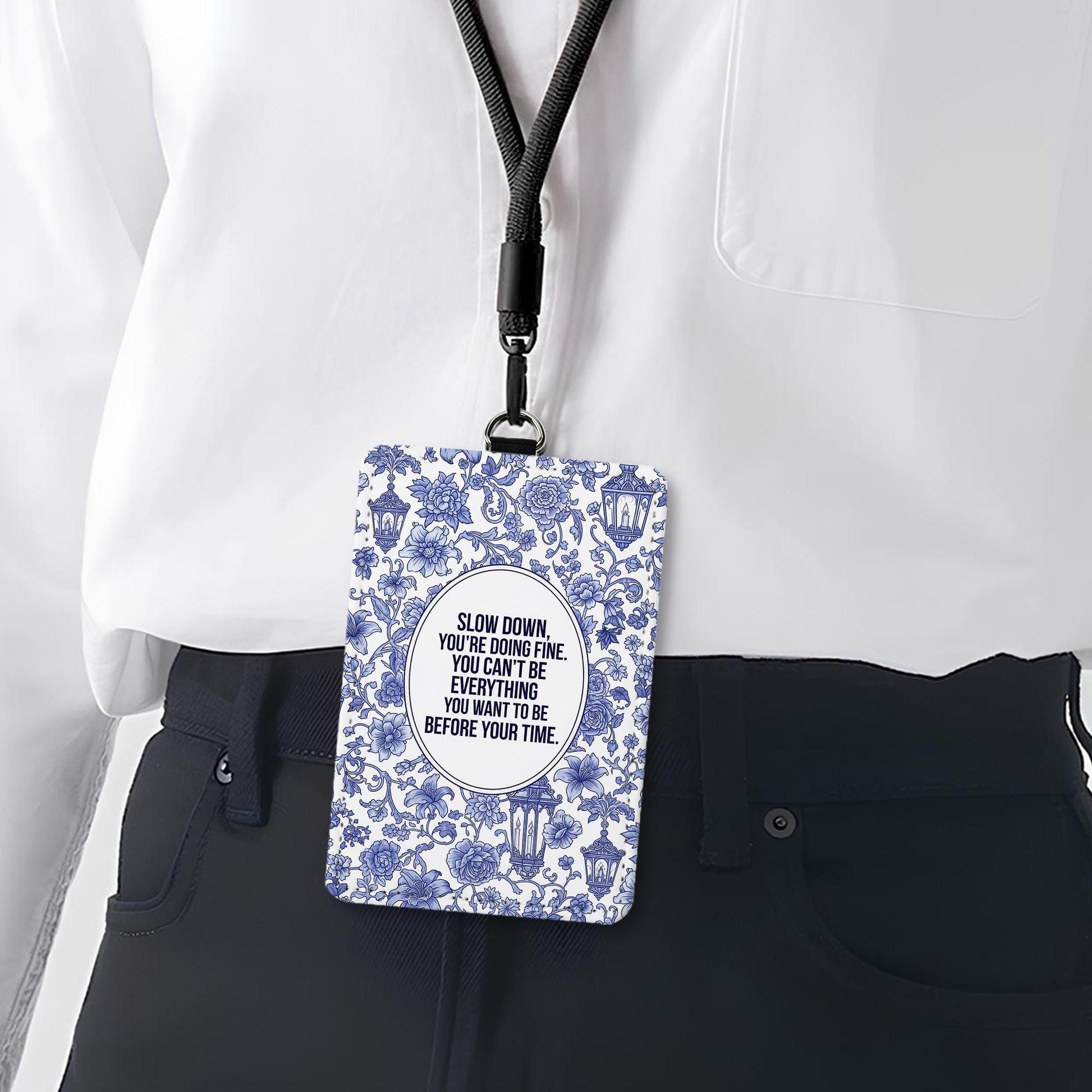 Chinoiserie Badge Holder: Grandmillennial ID Card, Inspirational Gift