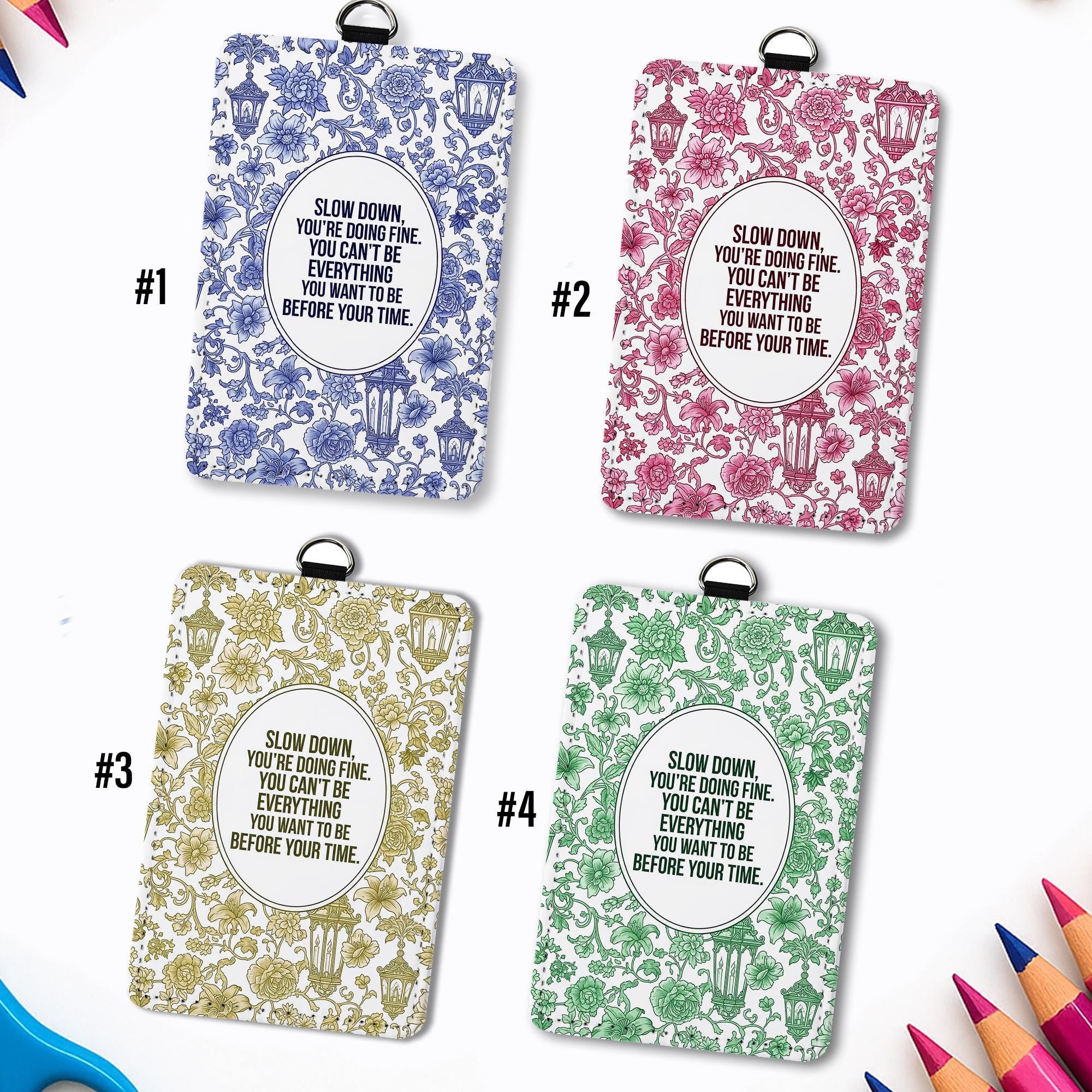 Chinoiserie Badge Holder: Grandmillennial ID Card, Inspirational Gift