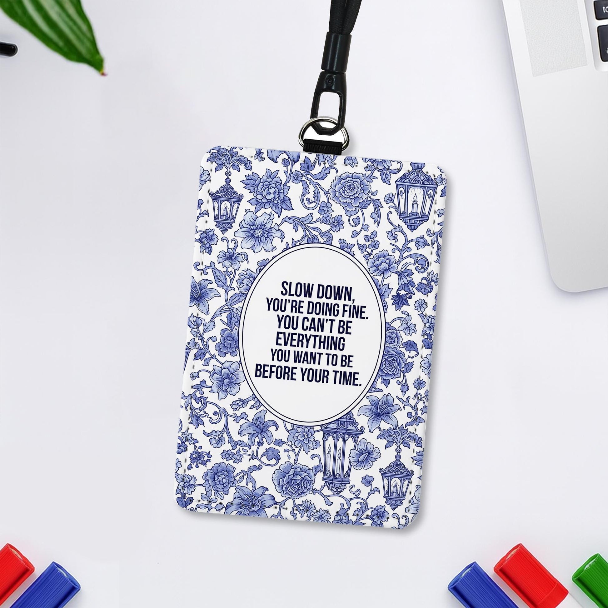 Chinoiserie Badge Holder: Grandmillennial ID Card, Inspirational Gift