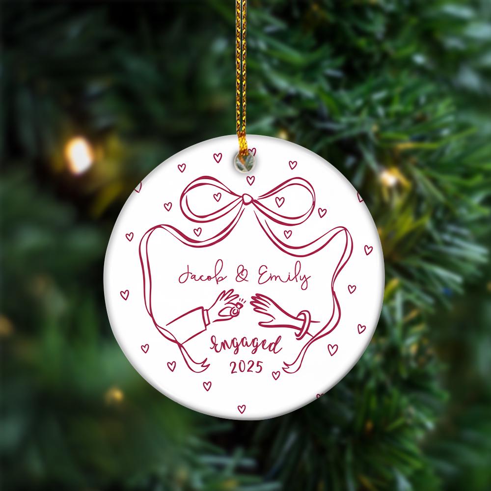 Personalized Engagement Ornament: First Christmas Keepsake, Custom Names