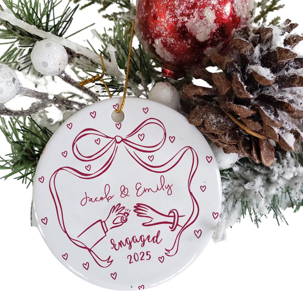 Personalized Engagement Ornament: First Christmas Keepsake, Custom Names