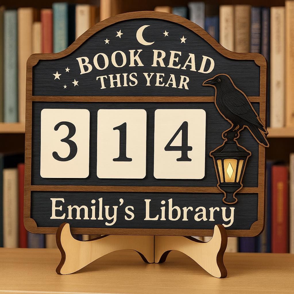 Custom Wooden Book Tracker Sign: Reading Goal Library Decor