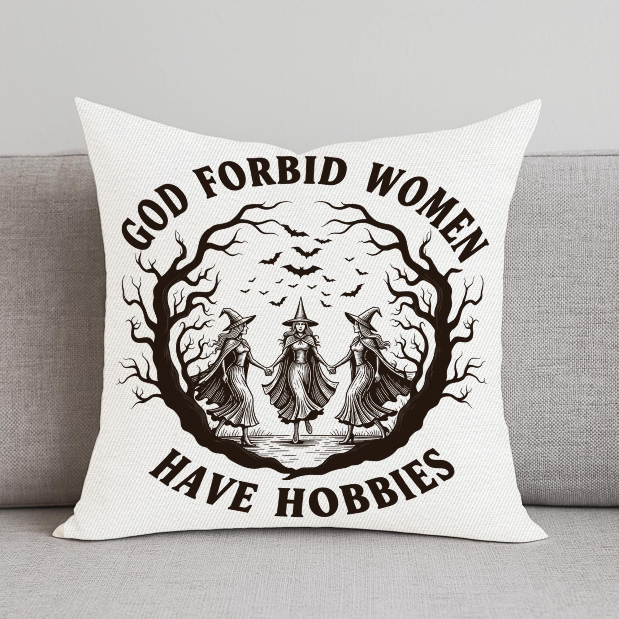 Gothic Witch Pillow Cover: Feminist Quote Halloween Decor