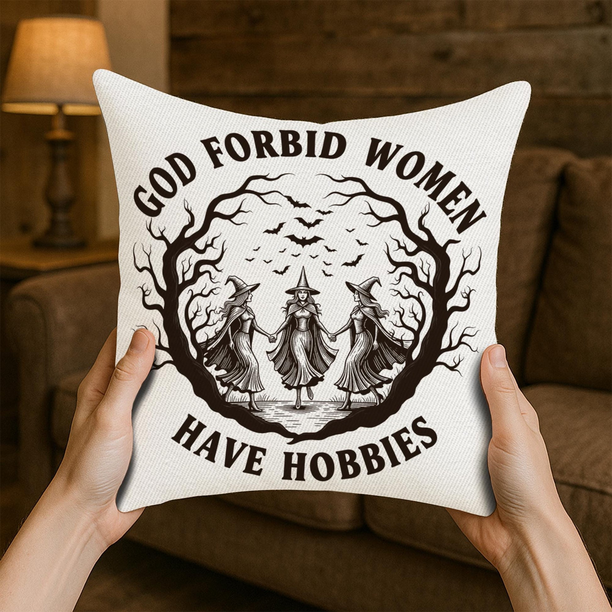 Gothic Witch Pillow Cover: Feminist Quote Halloween Decor