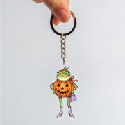 Frog Pumpkin Keychain – Cute Halloween Acrylic Keychain, Funny Frog Lover Gift, Spooky Fall Bag Charm, Trick or Treat Accessory