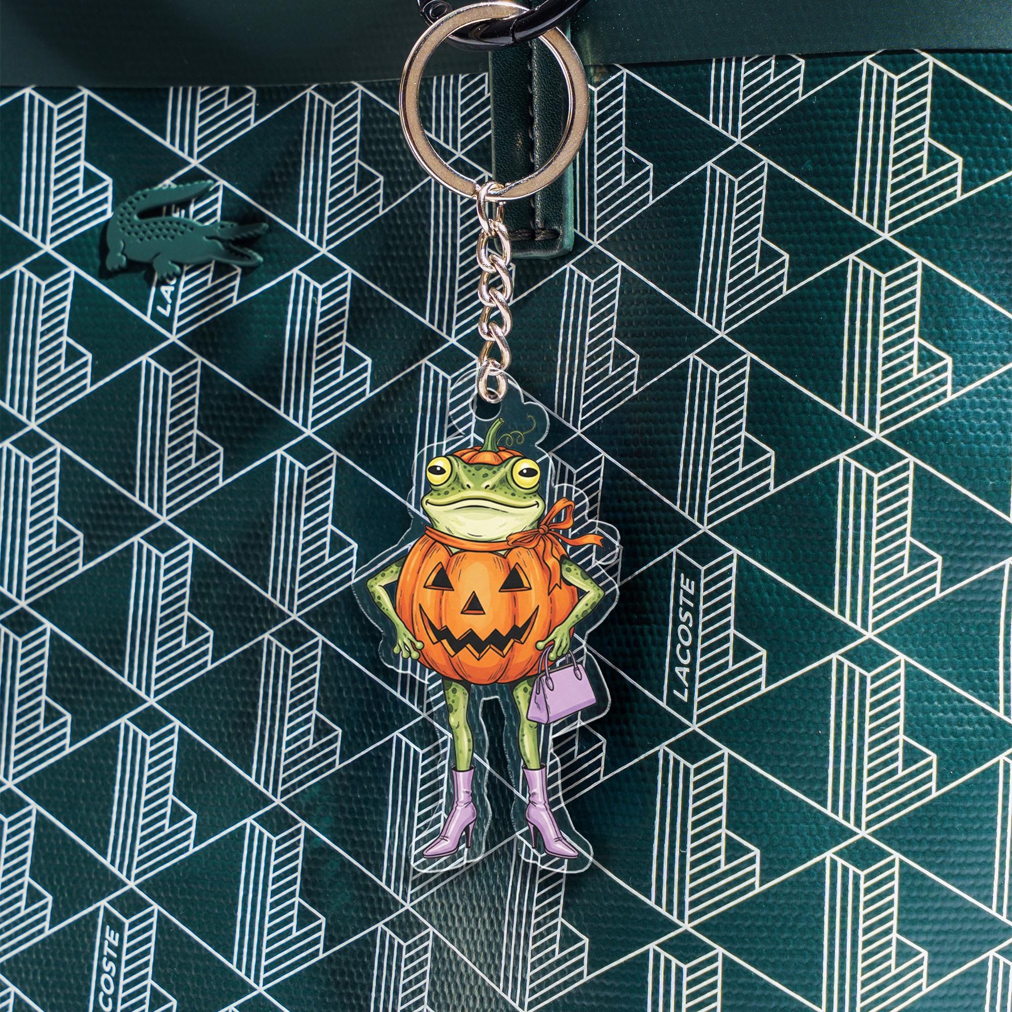 Frog Pumpkin Keychain – Cute Halloween Acrylic Keychain, Funny Frog Lover Gift, Spooky Fall Bag Charm, Trick or Treat Accessory