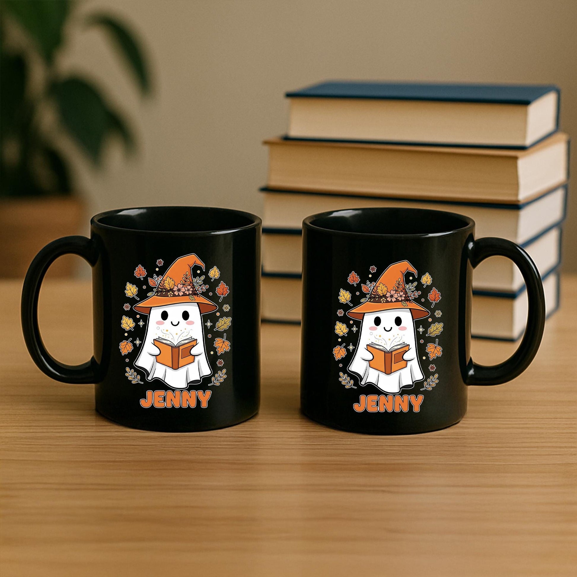 Personalized Ghost Mug, Custom Halloween Coffee Cup, Cute Witch Ghost Mug with Name, Autumn Fall Mug Gift for Her