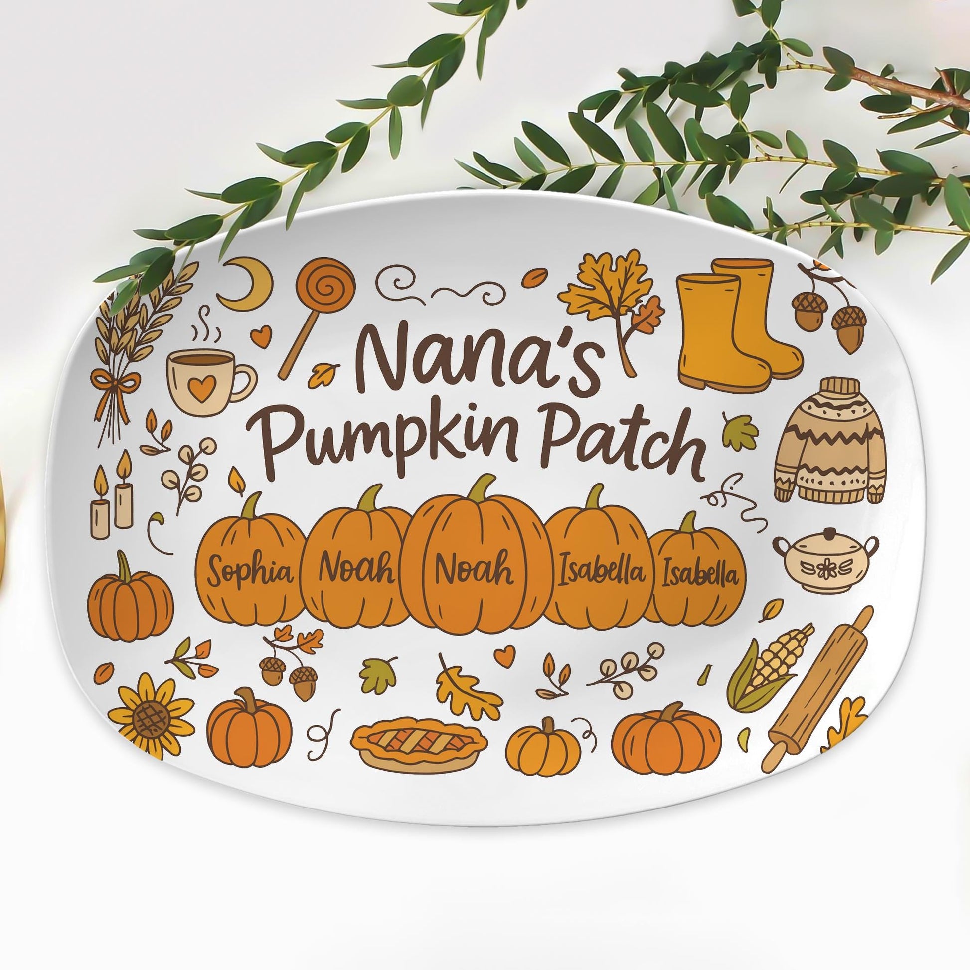 Pumpkin Patch Platter – Custom Fall Family Name Thanksgiving Serving Dish - DECOR only
