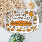 Pumpkin Patch Platter – Custom Fall Family Name Thanksgiving Serving Dish - DECOR only