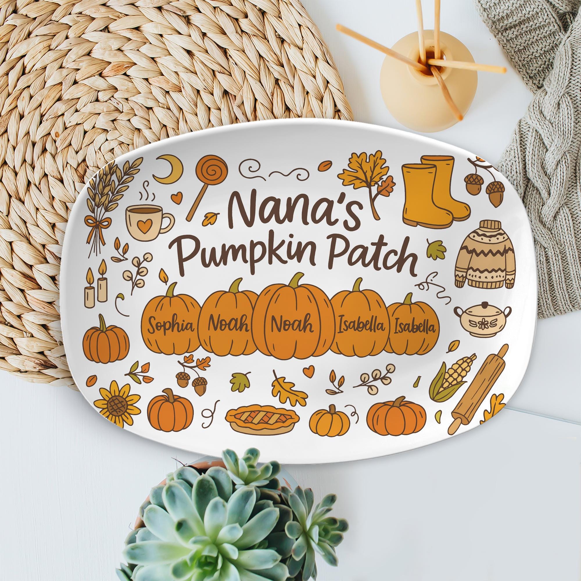 Pumpkin Patch Platter – Custom Fall Family Name Thanksgiving Serving Dish - DECOR only