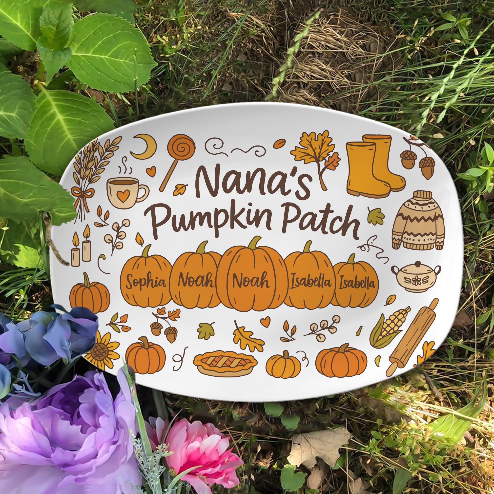 Pumpkin Patch Platter – Custom Fall Family Name Thanksgiving Serving Dish - DECOR only