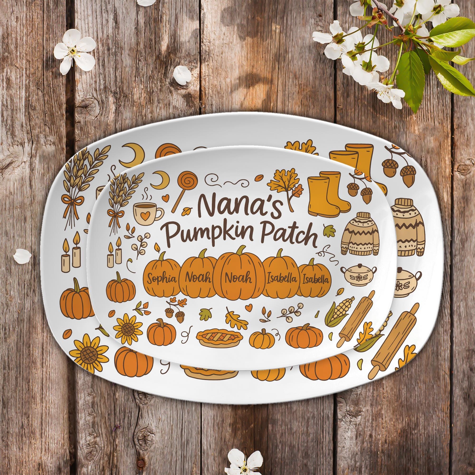 Pumpkin Patch Platter – Custom Fall Family Name Thanksgiving Serving Dish - DECOR only
