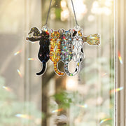 Cat Suncatcher – Holographic Acrylic Witch Hat Broom Window Hanging Decor