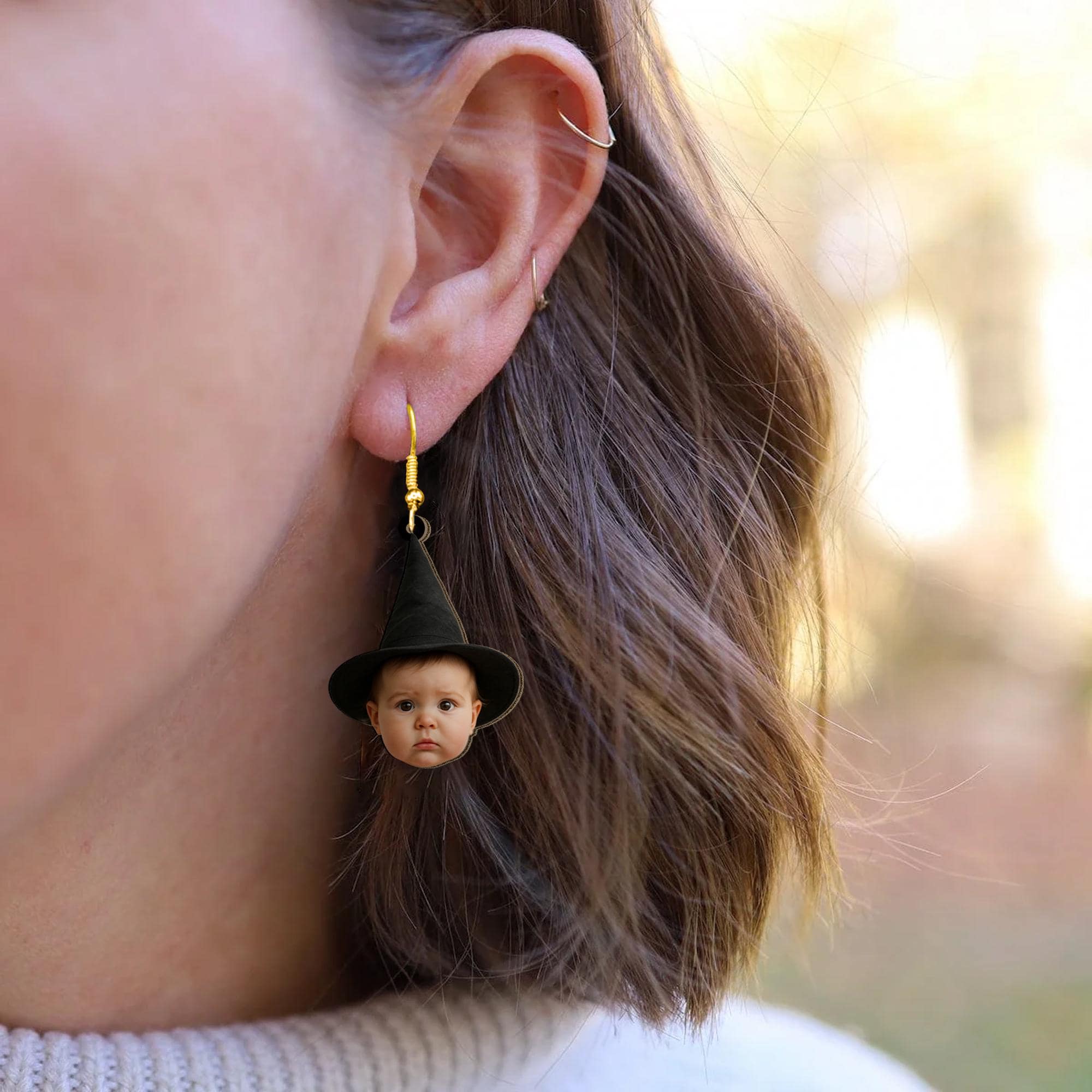 Custom Baby Photo Earrings - Personalized Picture Jewelry Gift for Mom, Grandma, Auntie, Unique Keepsake for Halloween & Birthday