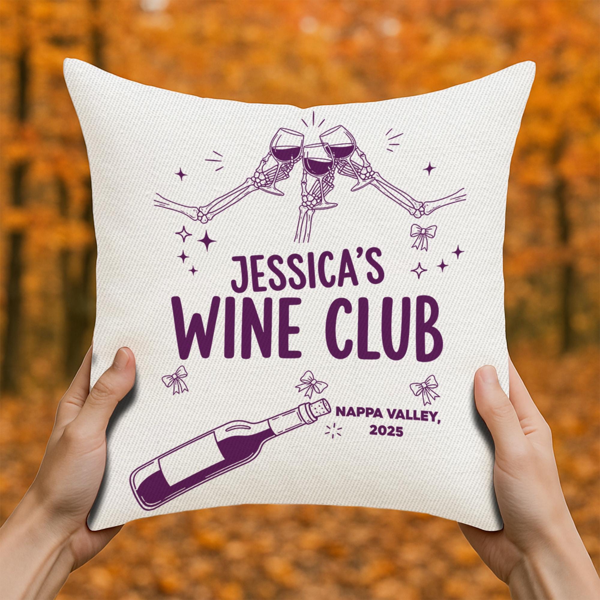 Personalized Wine Club Throw Pillow: Wine Lover Gift, USA Made