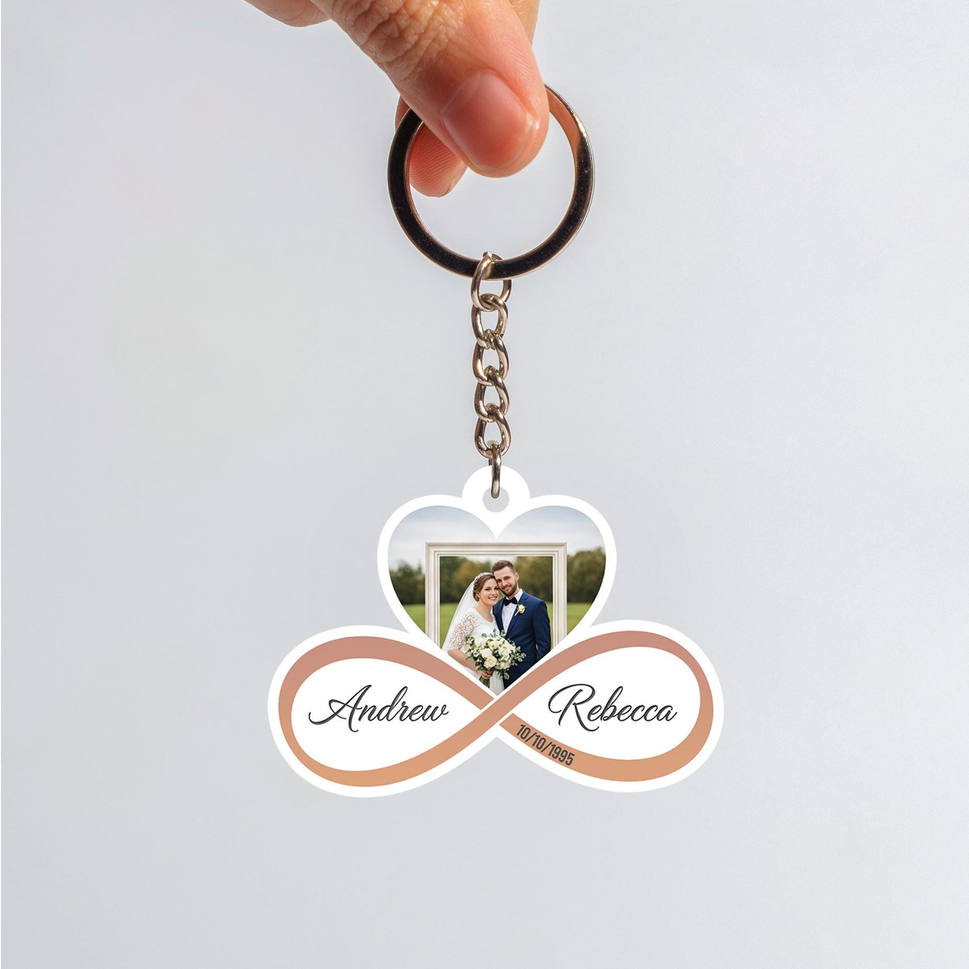 Custom Wedding Photo Keychain | Personalized Couples Gift | Infinity Heart Keyring | Anniversary Keepsake | Bride Groom Favor