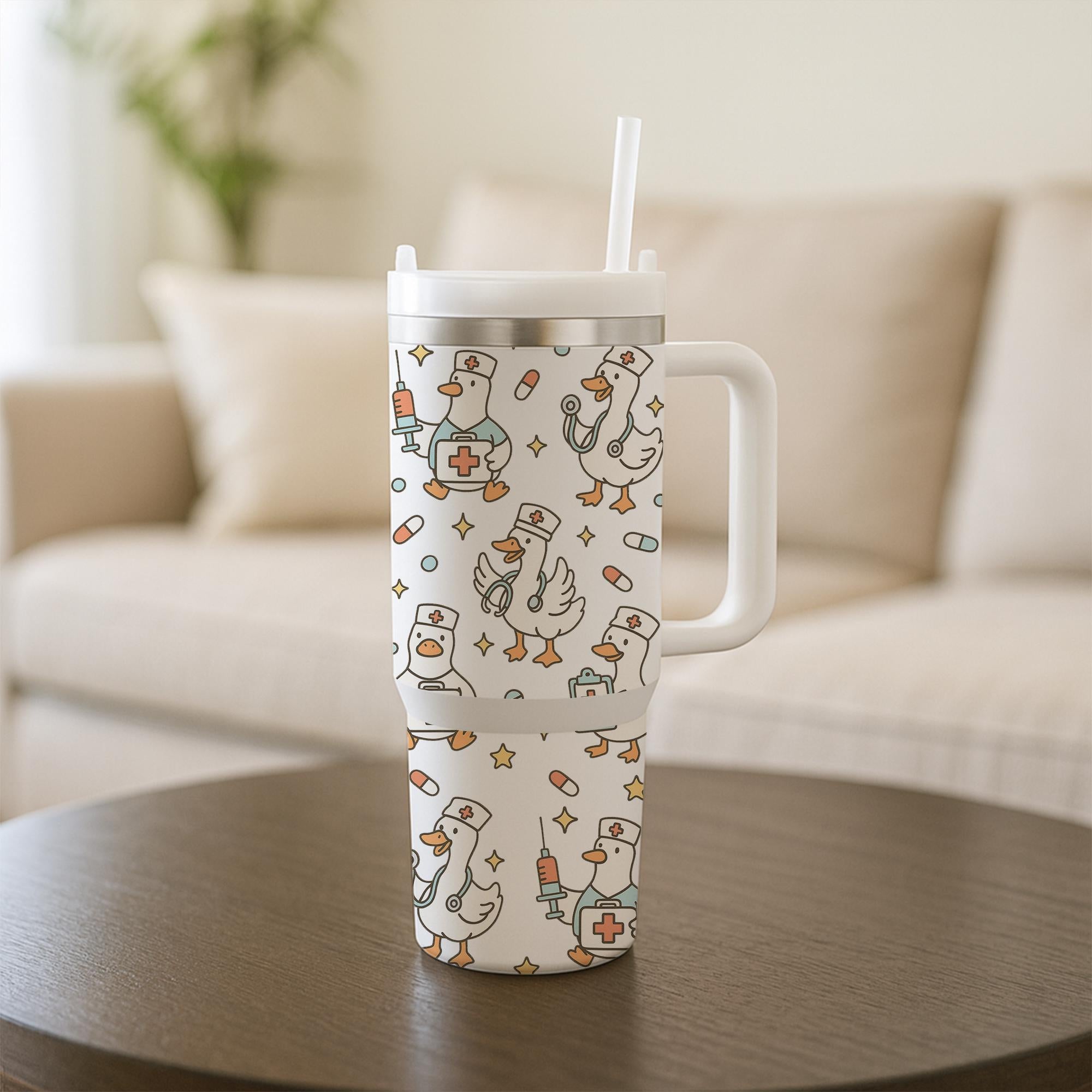 Funny Nurse Goose Tumbler: 40oz Stainless Steel Travel Mug