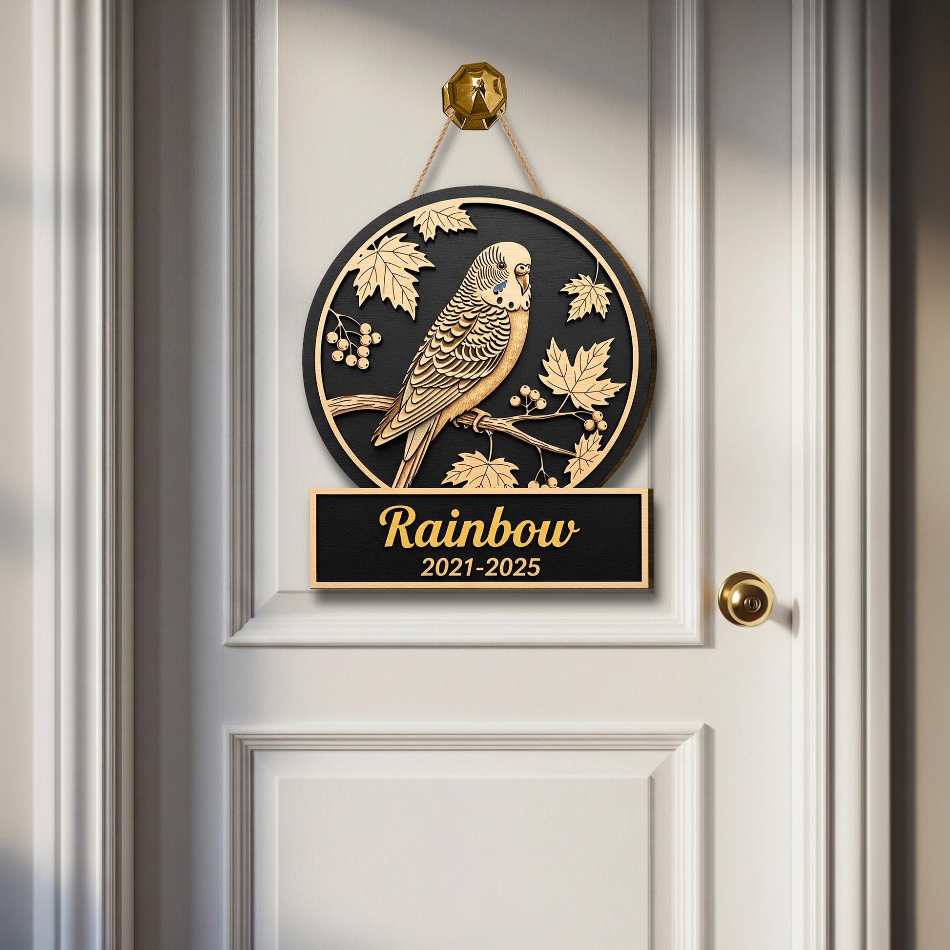 Custom Pet Memorial Wooden Sign | Personalized Bird Plaque | Parakeet Budgie Wall Art | Loss of Pet Gift | Engraved Name Sign