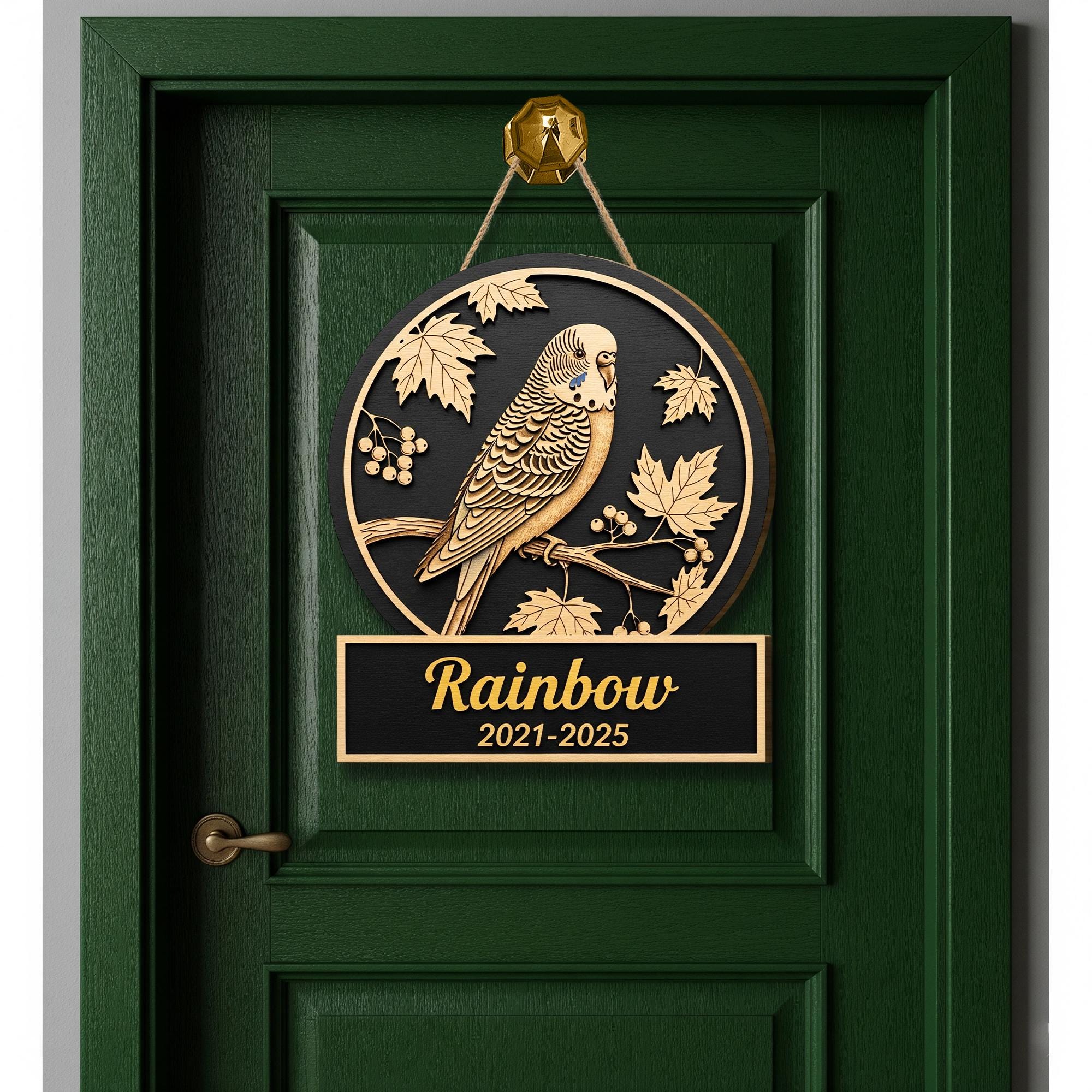 Custom Pet Memorial Wooden Sign | Personalized Bird Plaque | Parakeet Budgie Wall Art | Loss of Pet Gift | Engraved Name Sign