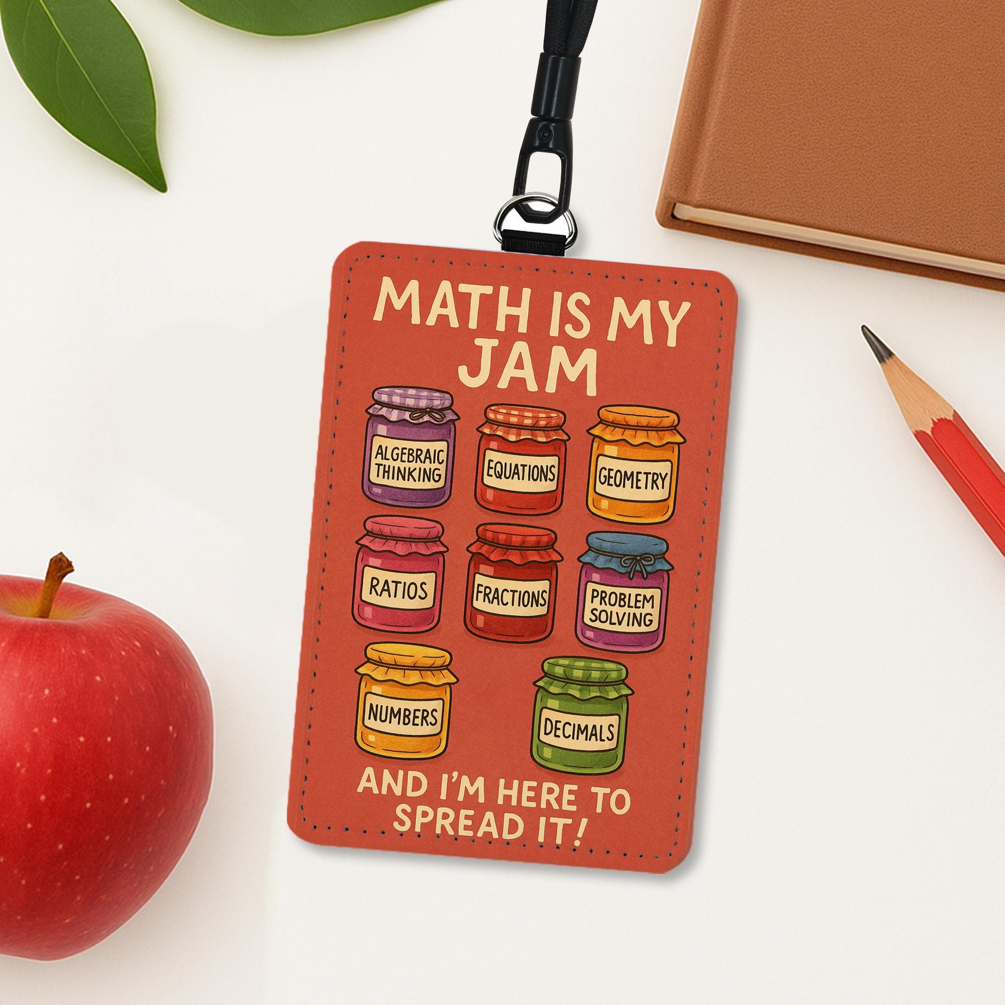 Math Teacher Badge Holder: Funny 'Math Is My Jam' PU Leather ID Lanyard