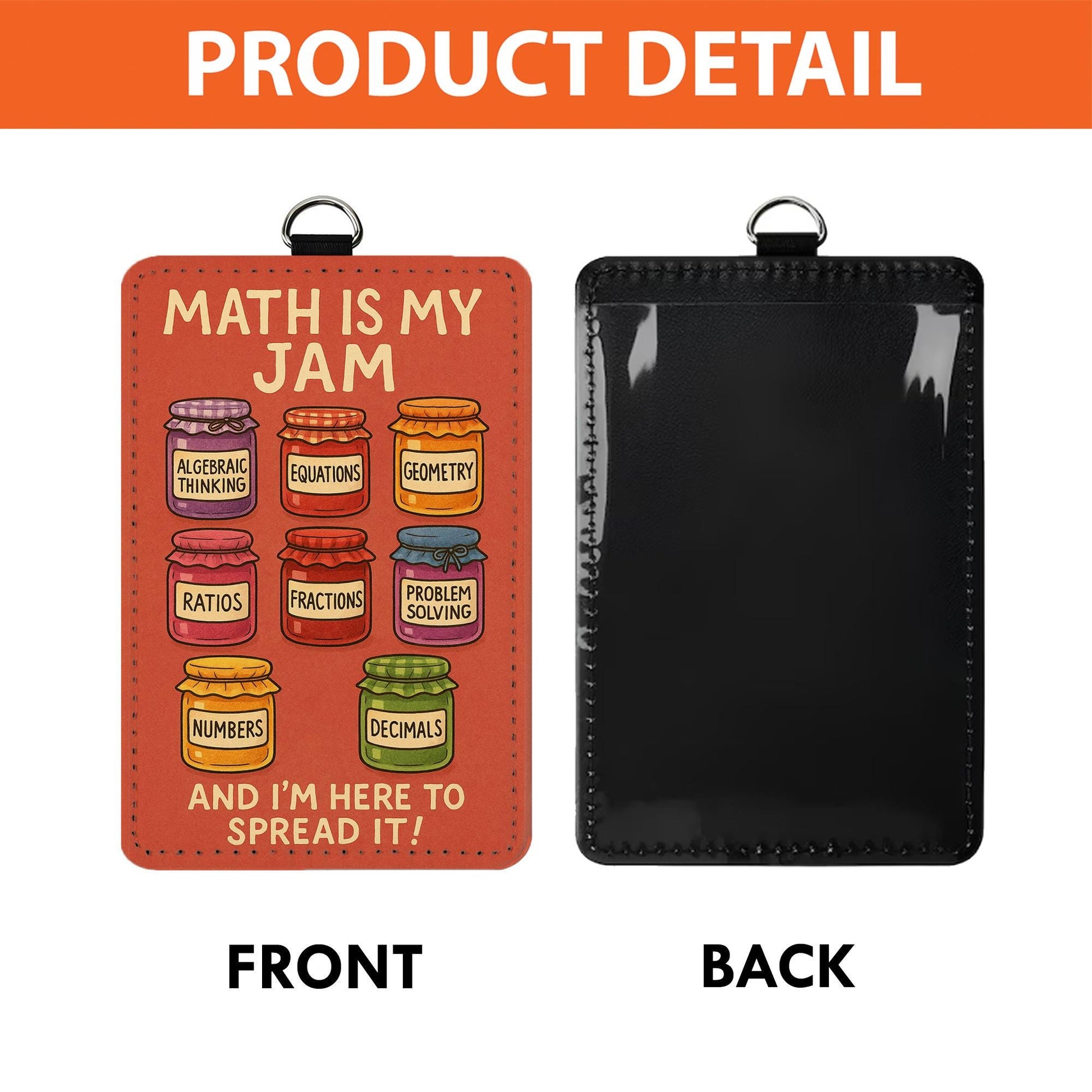 Math Teacher Badge Holder: Funny 'Math Is My Jam' PU Leather ID Lanyard