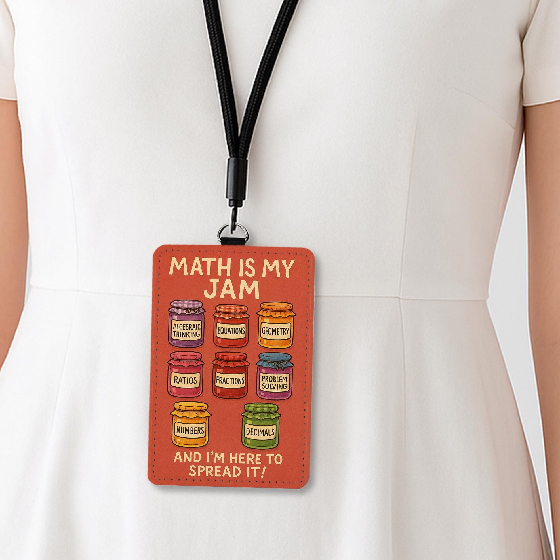 Math Teacher Badge Holder: Funny 'Math Is My Jam' PU Leather ID Lanyard