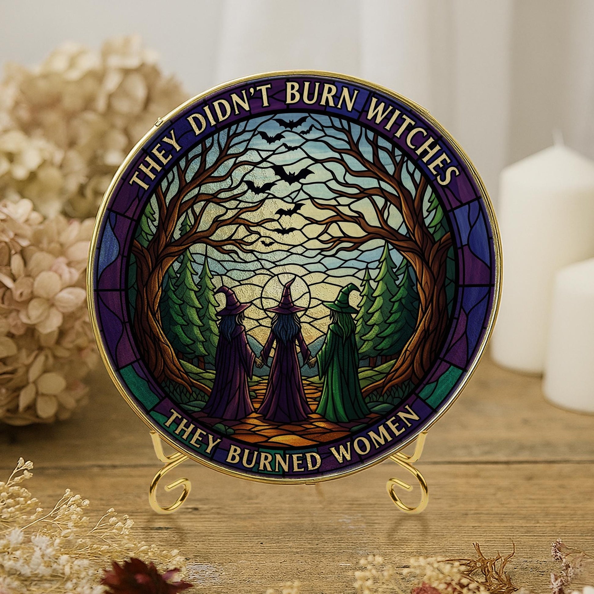 Witch Glass Suncatcher – Feminist Glass Empowerment Window Decor