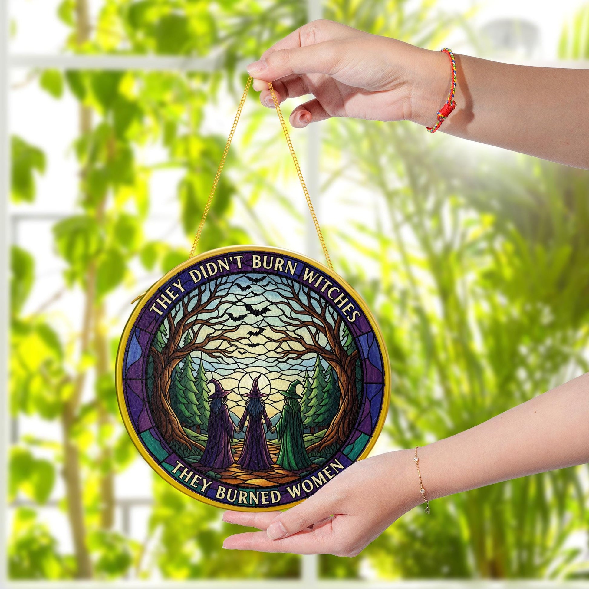 Witch Glass Suncatcher – Feminist Glass Empowerment Window Decor