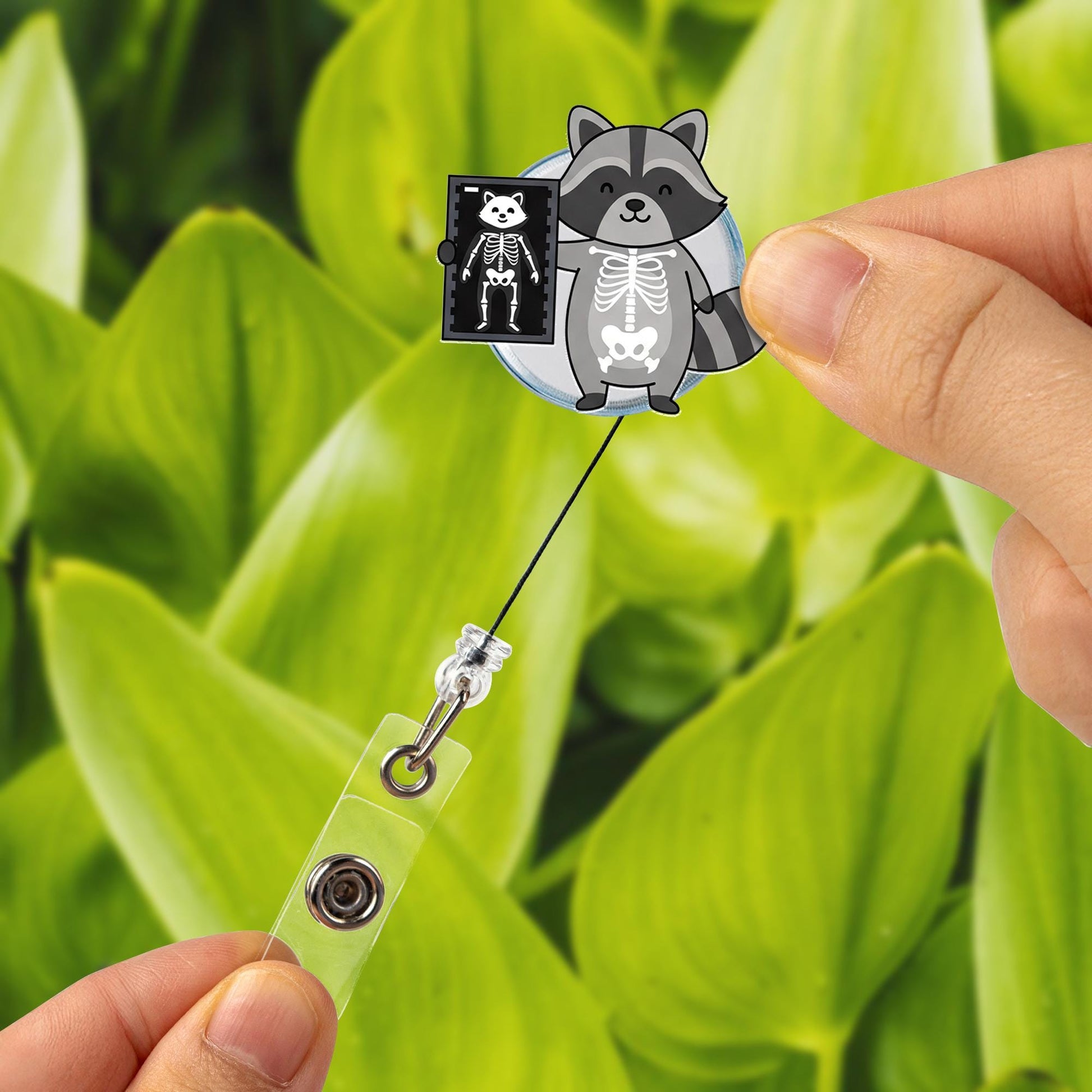 Medical Raccoon Badge Reel: X-Ray Tech Nursing ID Holder Gift