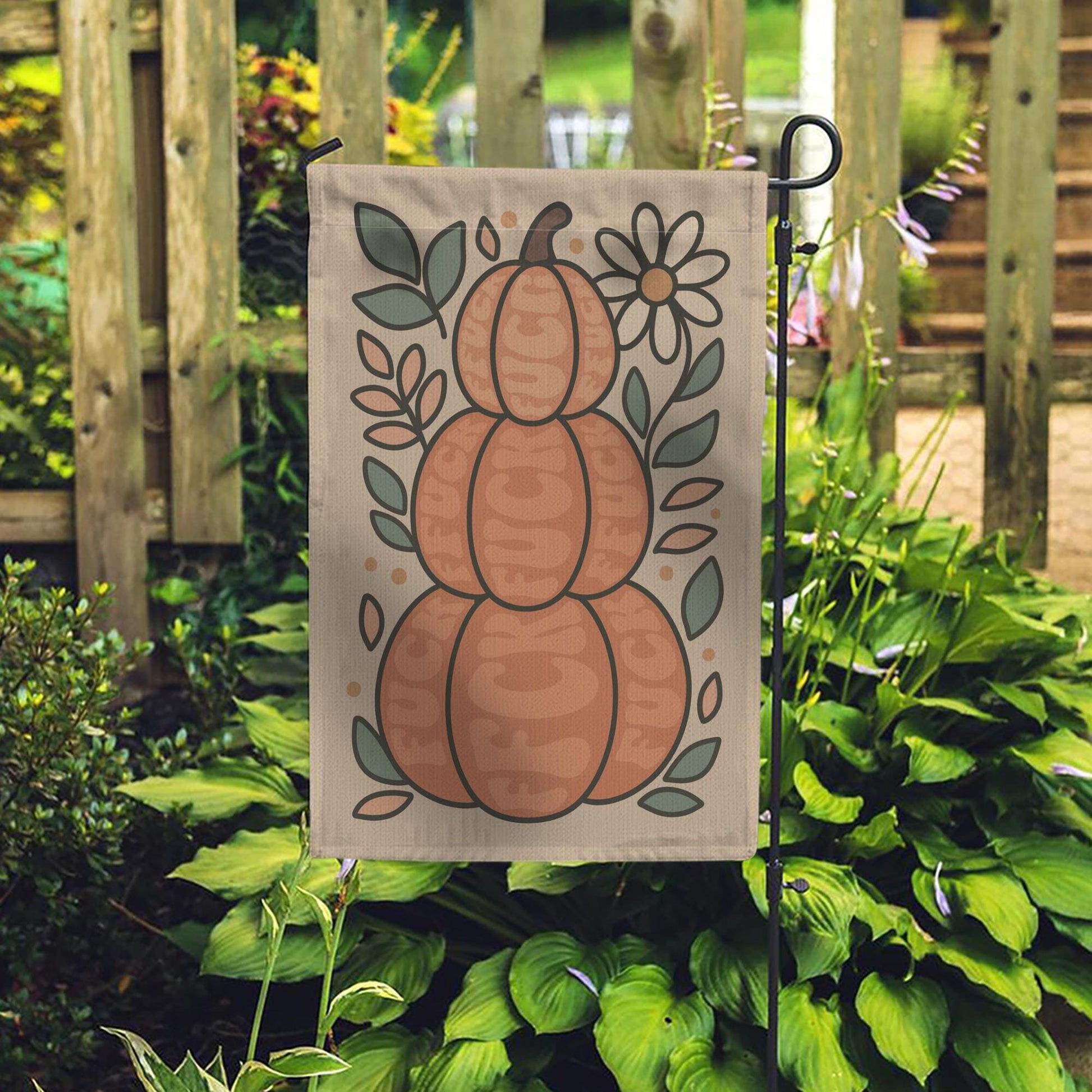 Autumn Garden Flag – Pumpkin Resist Fascism Outdoor Yard Décor Fall Thanksgiving Sign