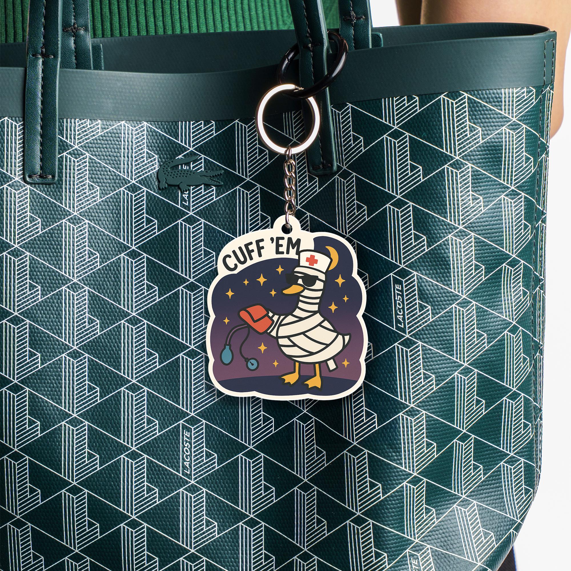 Funny Nurse Goose Keychain, Medical Cuff ’Em Keyring, Healthcare Gift, Nurse Appreciation, Cute Duck Charm, Doctor Bag Accessory