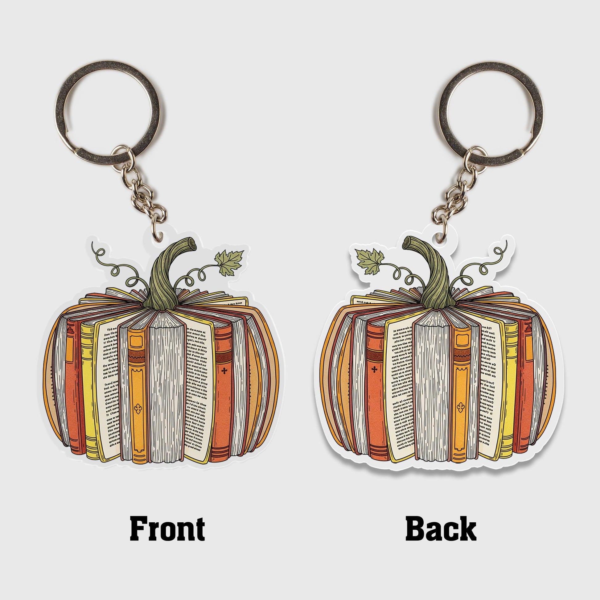 Book Pumpkin Keychain, Fall Reader Gift, Book Lover Keyring, Autumn Library Charm, Teacher Gift, Literary Accessory for Readers