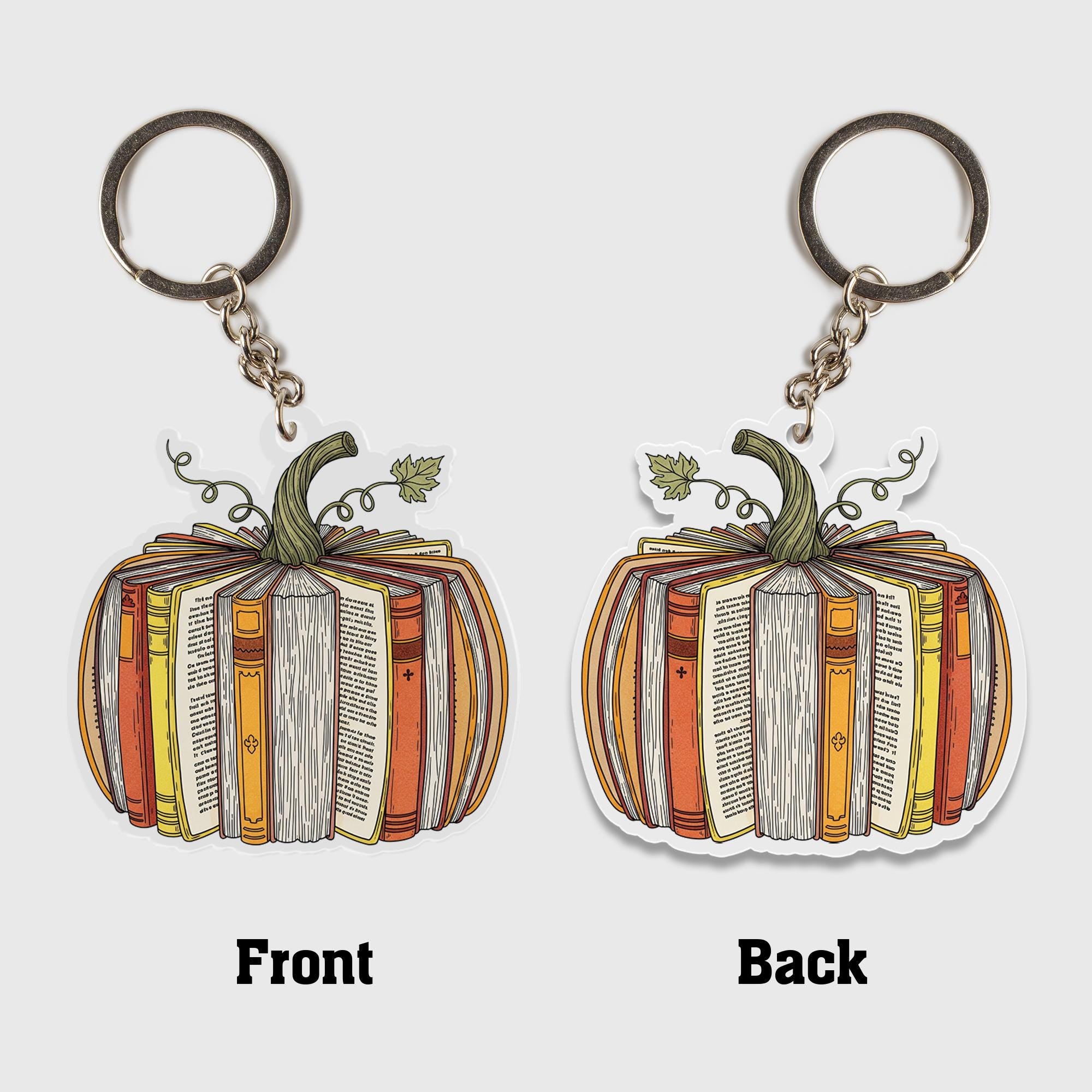 Book Pumpkin Keychain, Fall Reader Gift, Book Lover Keyring, Autumn Library Charm, Teacher Gift, Literary Accessory for Readers
