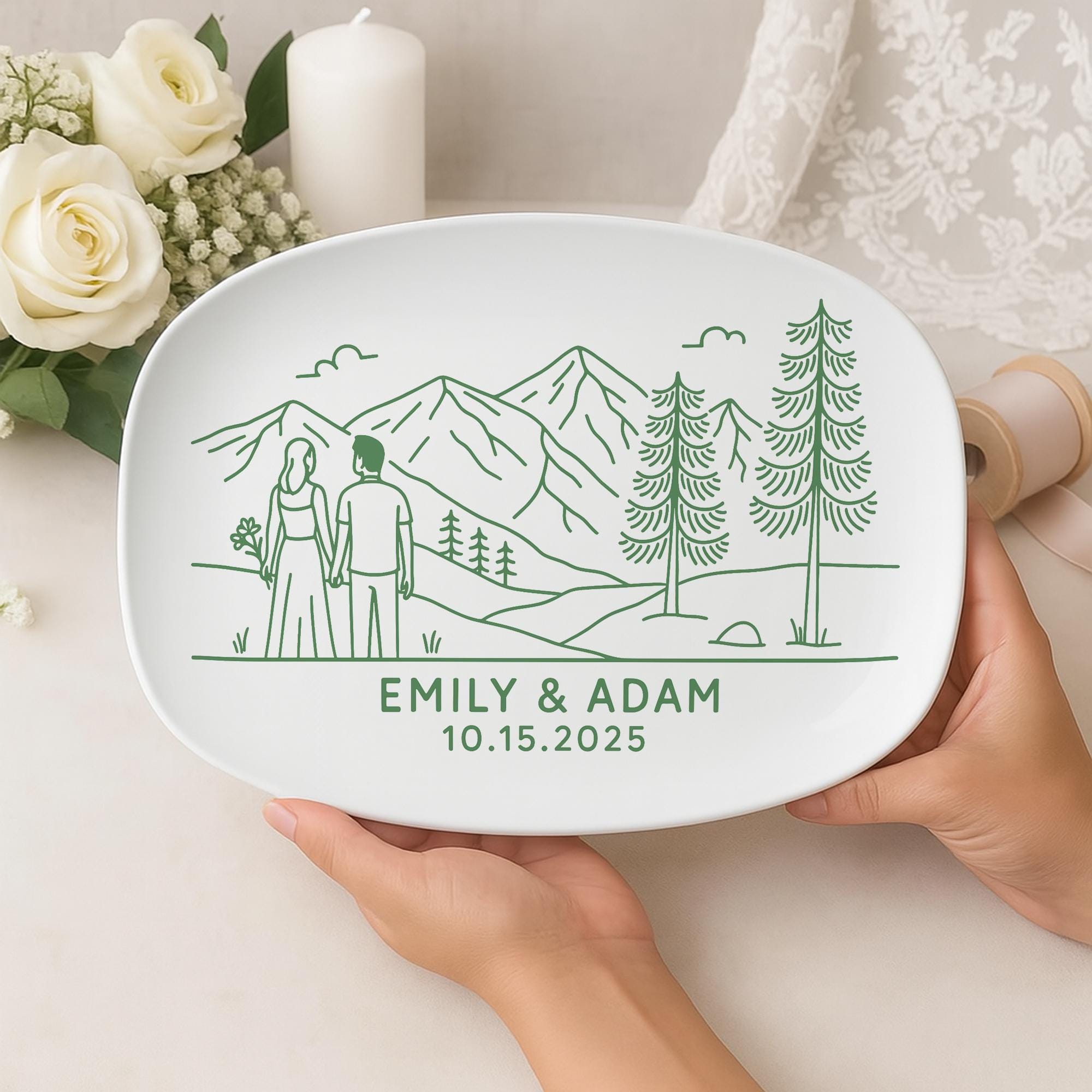 Custom Wedding Platter: Personalized Couple Name Plate, Decorative Keepsake