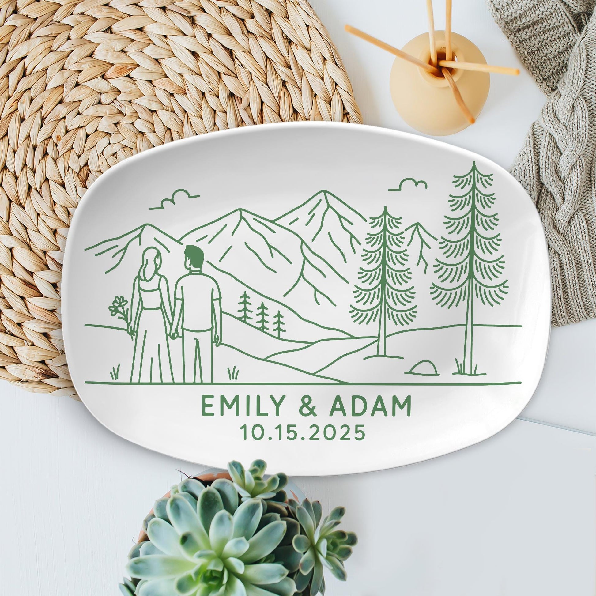 Custom Wedding Platter: Personalized Couple Name Plate, Decorative Keepsake