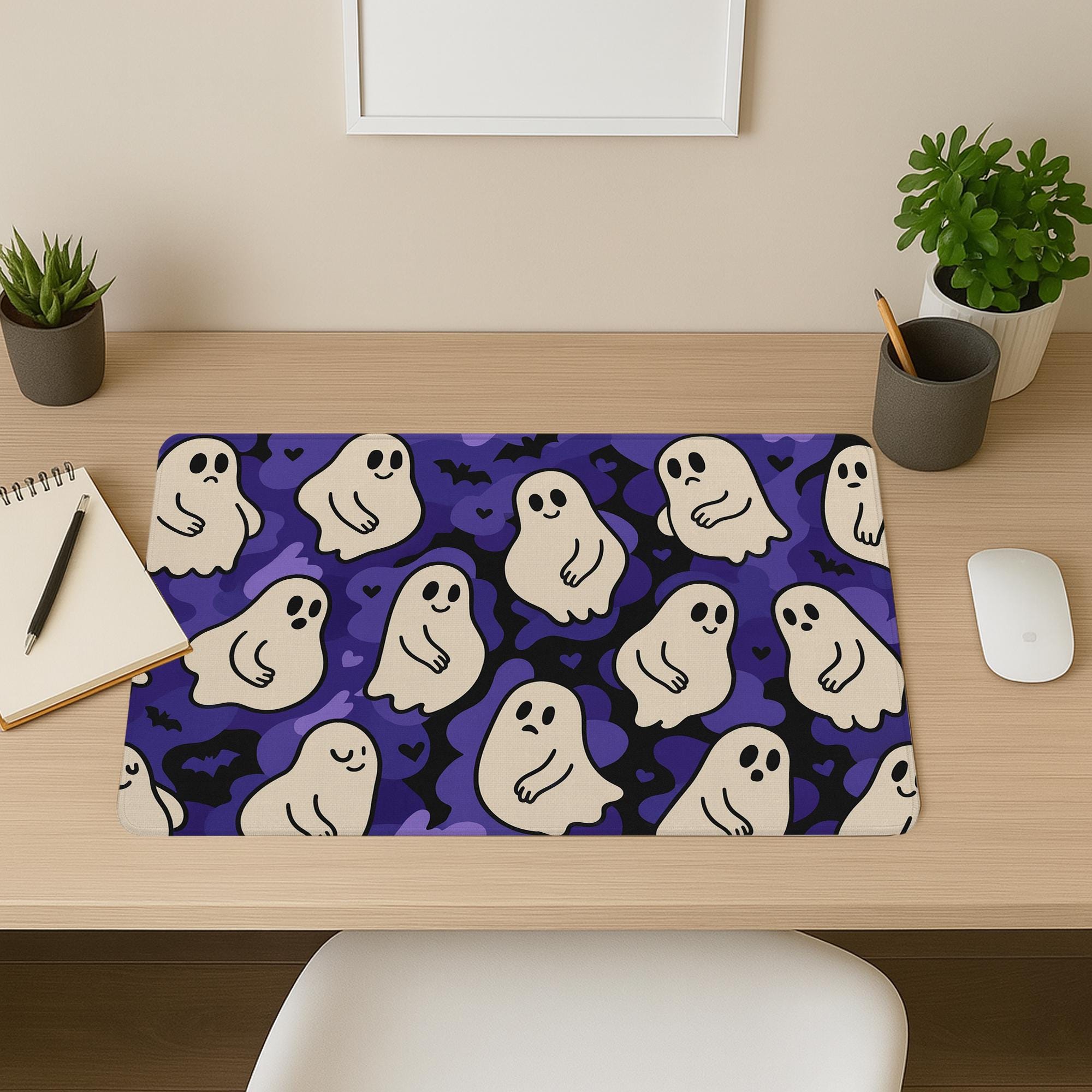 Funny Pregnant Ghost Mouse Pad - Cute Halloween Desk Mat, Spooky Mom Gift, Boss Office Accessory, Unique Fall Work Decor
