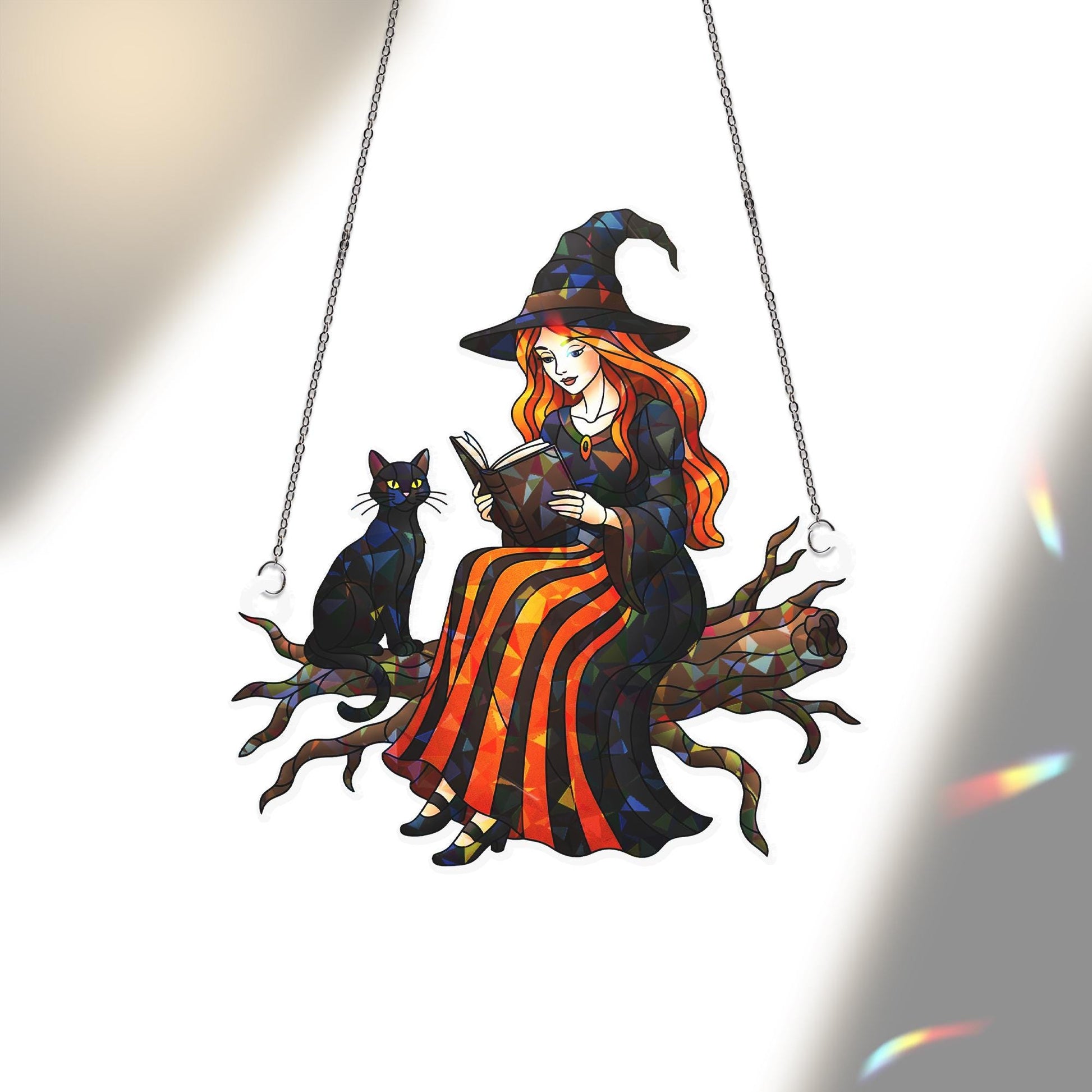 Hologram Witch Window Hanging: Black Cat Acrylic Sun Catcher