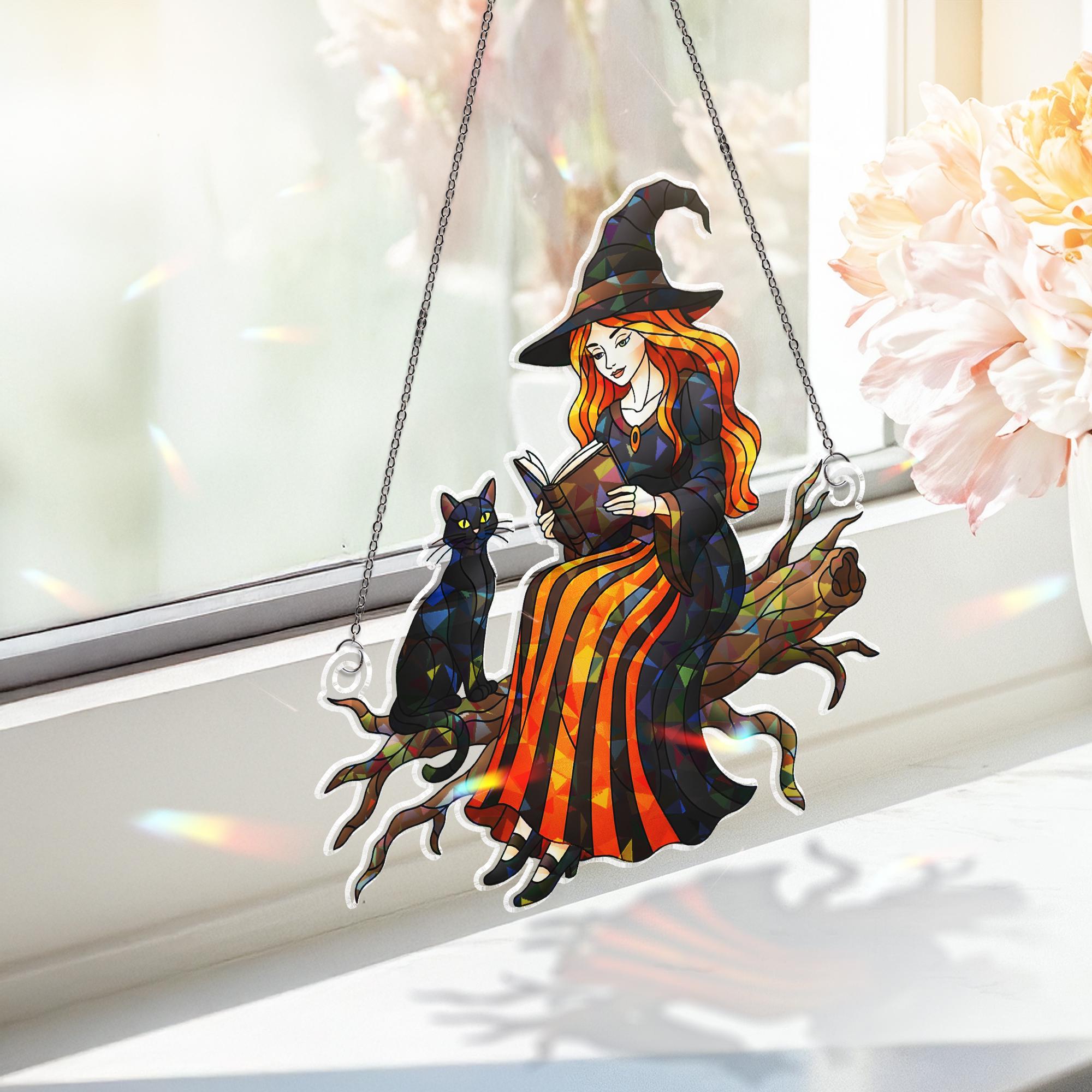 Hologram Witch Window Hanging: Black Cat Acrylic Sun Catcher