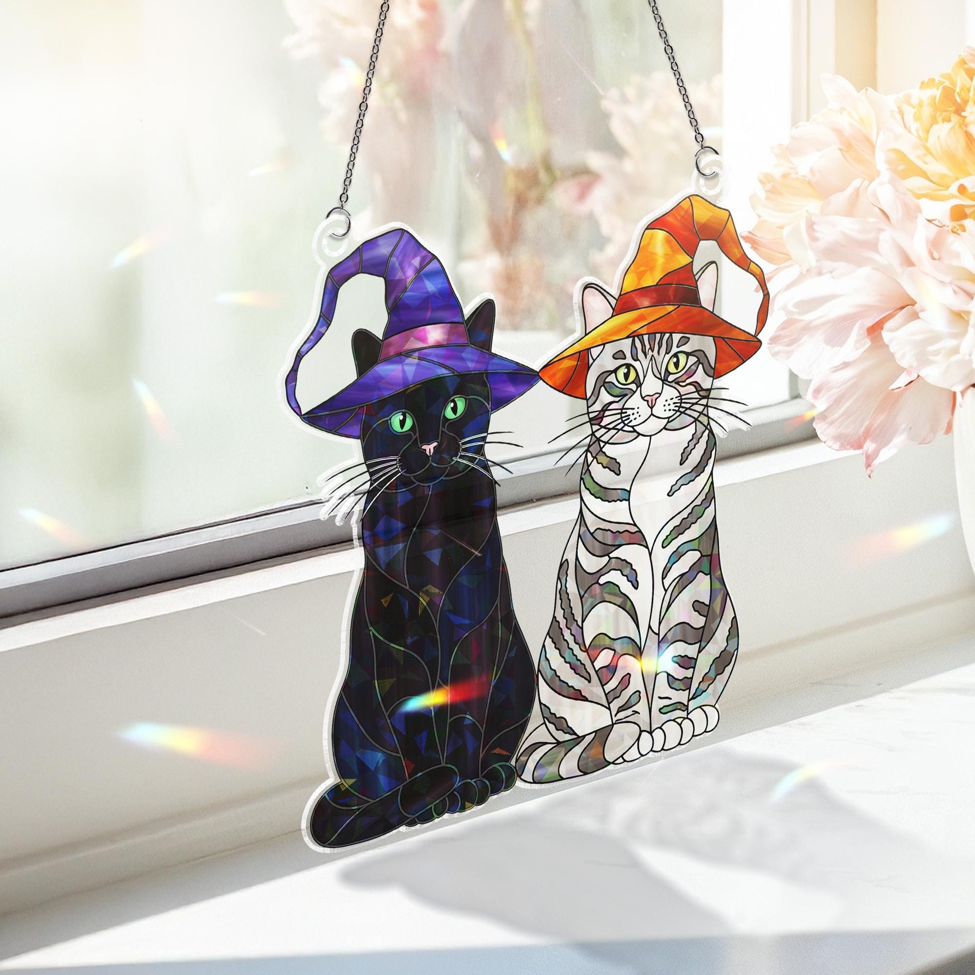 Halloween Cat Hologram Window Hanging : Acrylic Spooky Hologram Sun Catcher