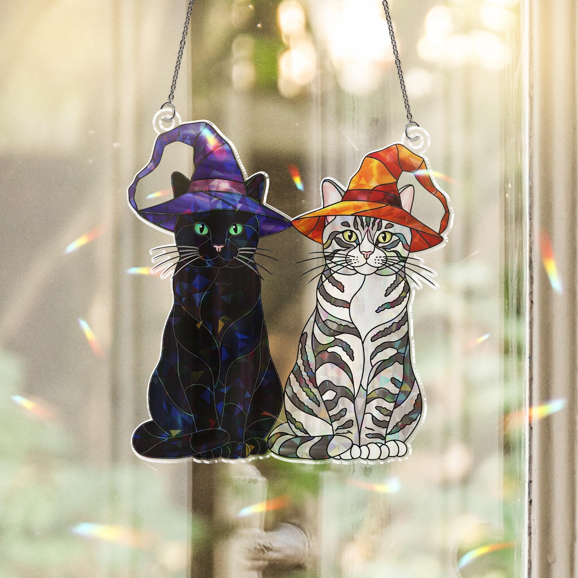 Halloween Cat Hologram Window Hanging : Acrylic Spooky Hologram Sun Catcher
