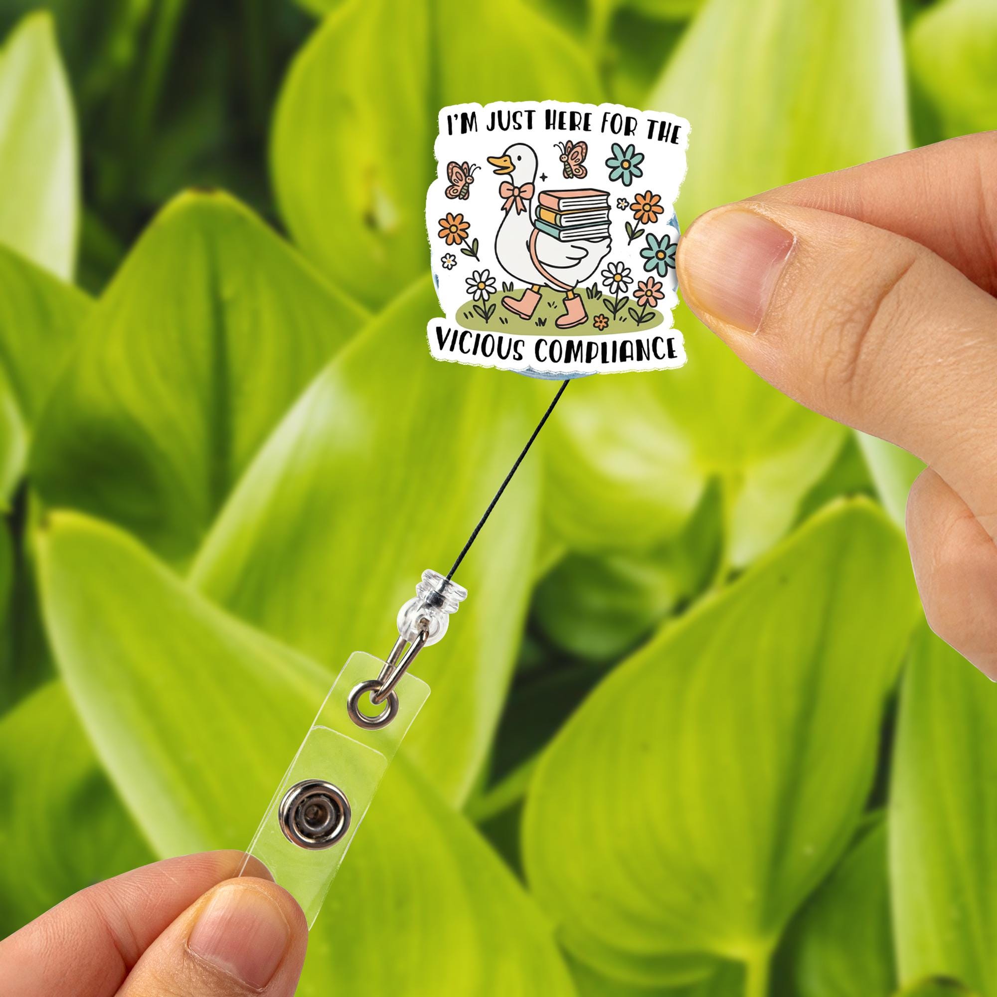 Funny Goose Badge Reel: Vicious Compliance ID Holder