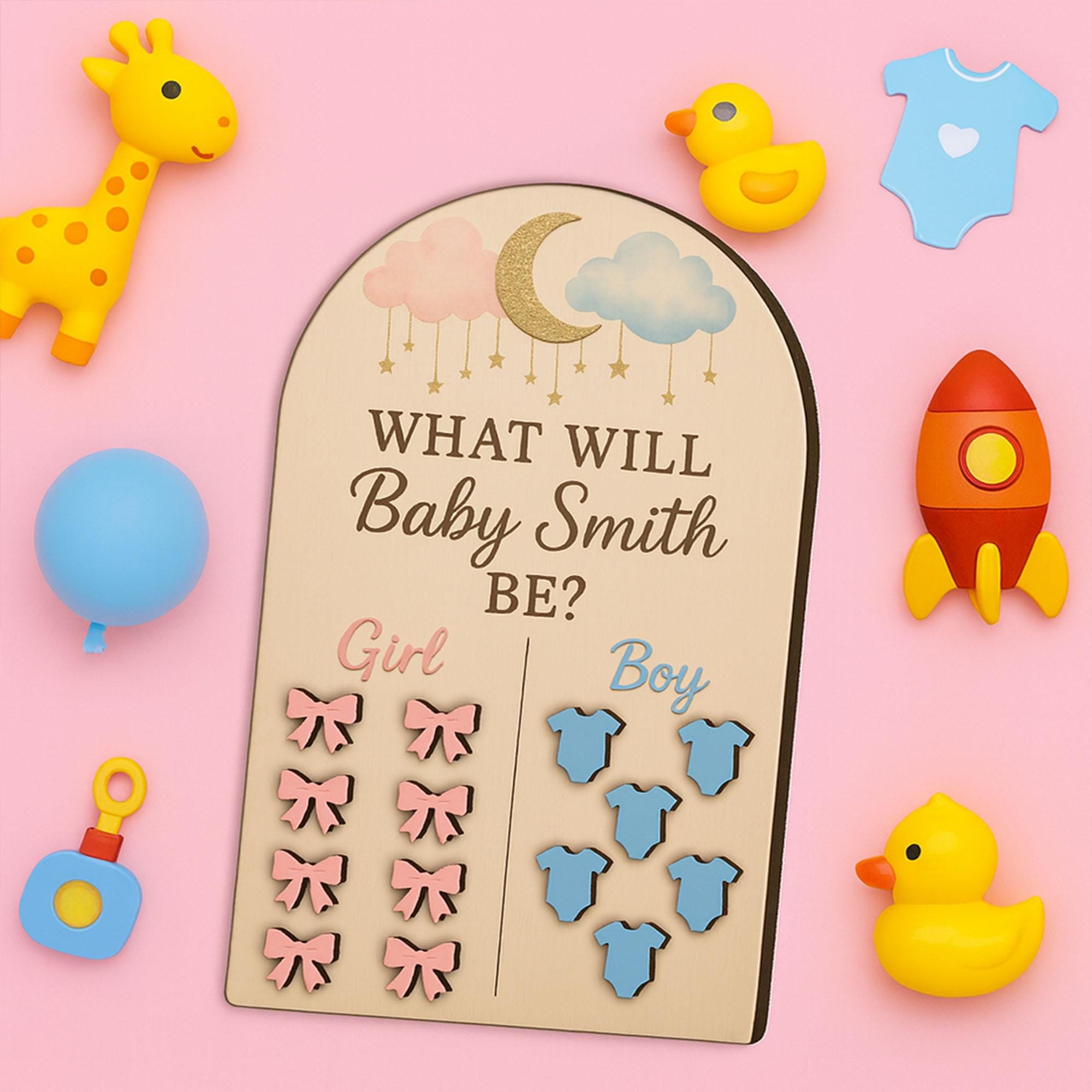 Personalized Gender Reveal Guessing Game Board: Keepsake Party Decoration