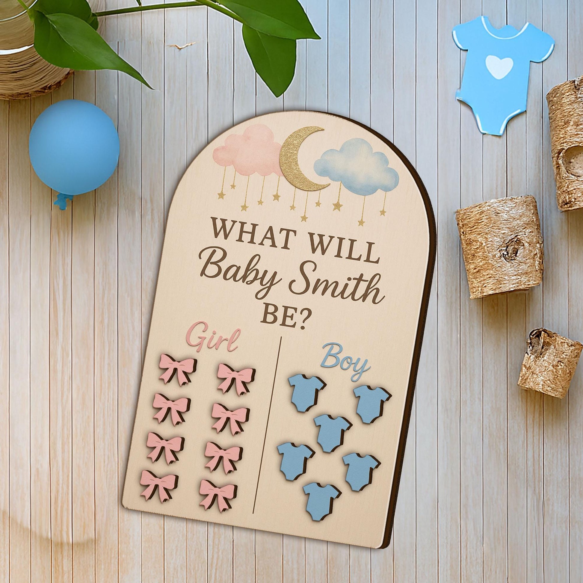 Personalized Gender Reveal Guessing Game Board: Keepsake Party Decoration
