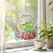 Holographic Luna Moth Suncatcher: Boho Stained Glass Style Window Hanging