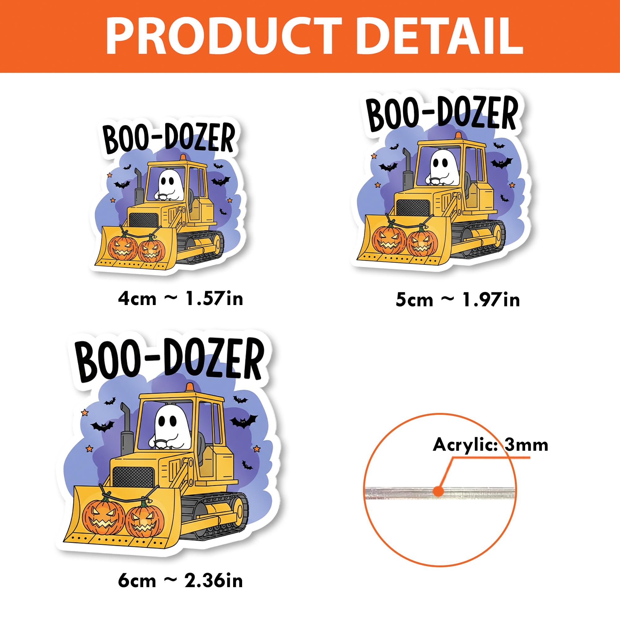 Boo Dozer Badge Reel: Halloween Ghost Bulldozer Retractable ID Holder
