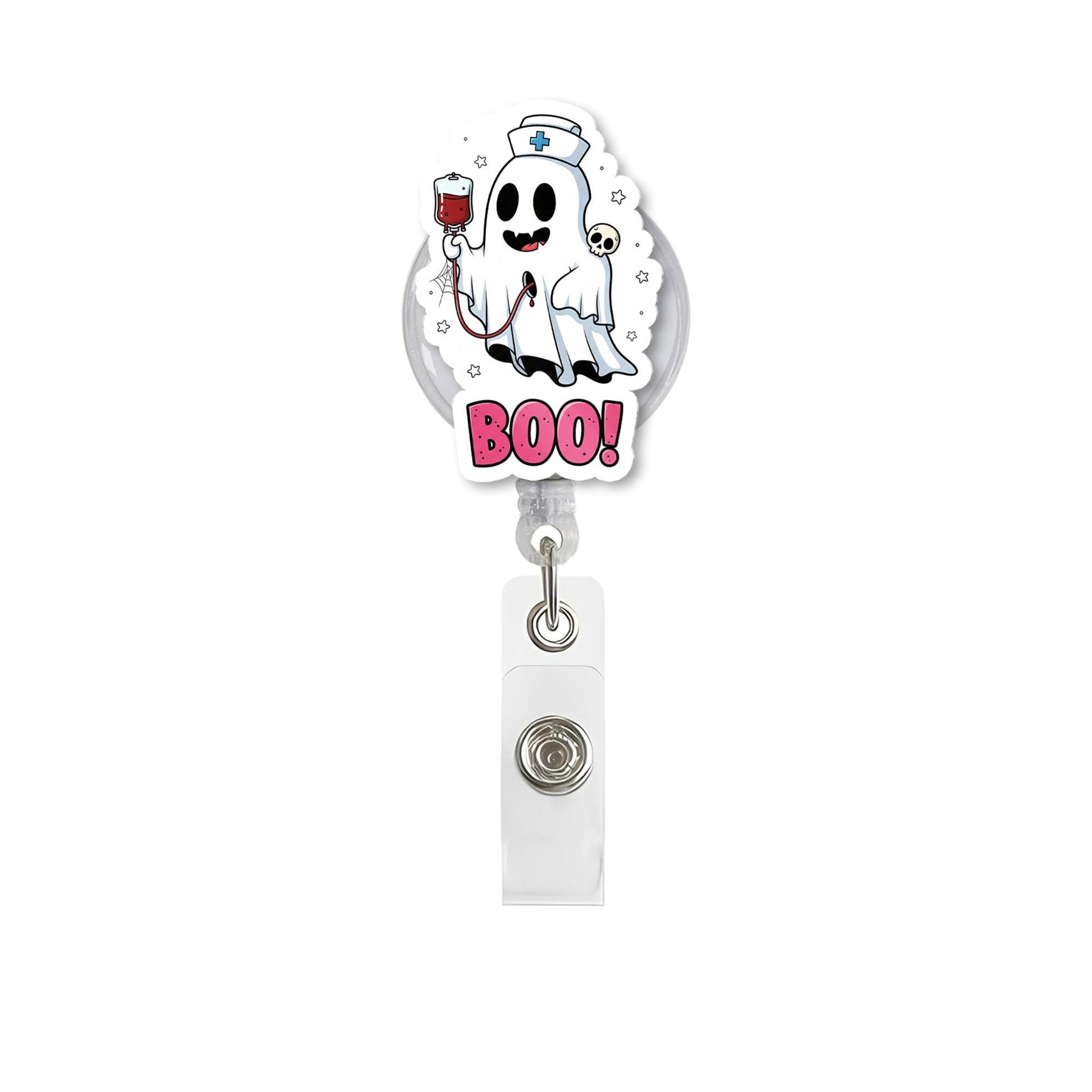Cute Ghost Nurse Badge Reel, Halloween Boo Retractable ID Holder, Spooky Medical Badge Clip, Fun Nurse Gift, Hospital Work Accessory