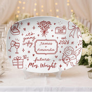 Custom Wedding Platter: Personalized Engagement Gift, Decorative Resin Plate