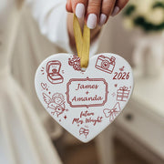 Custom Wedding Ceramic Ornament | Personalized Engagement Gift for Bride to Be